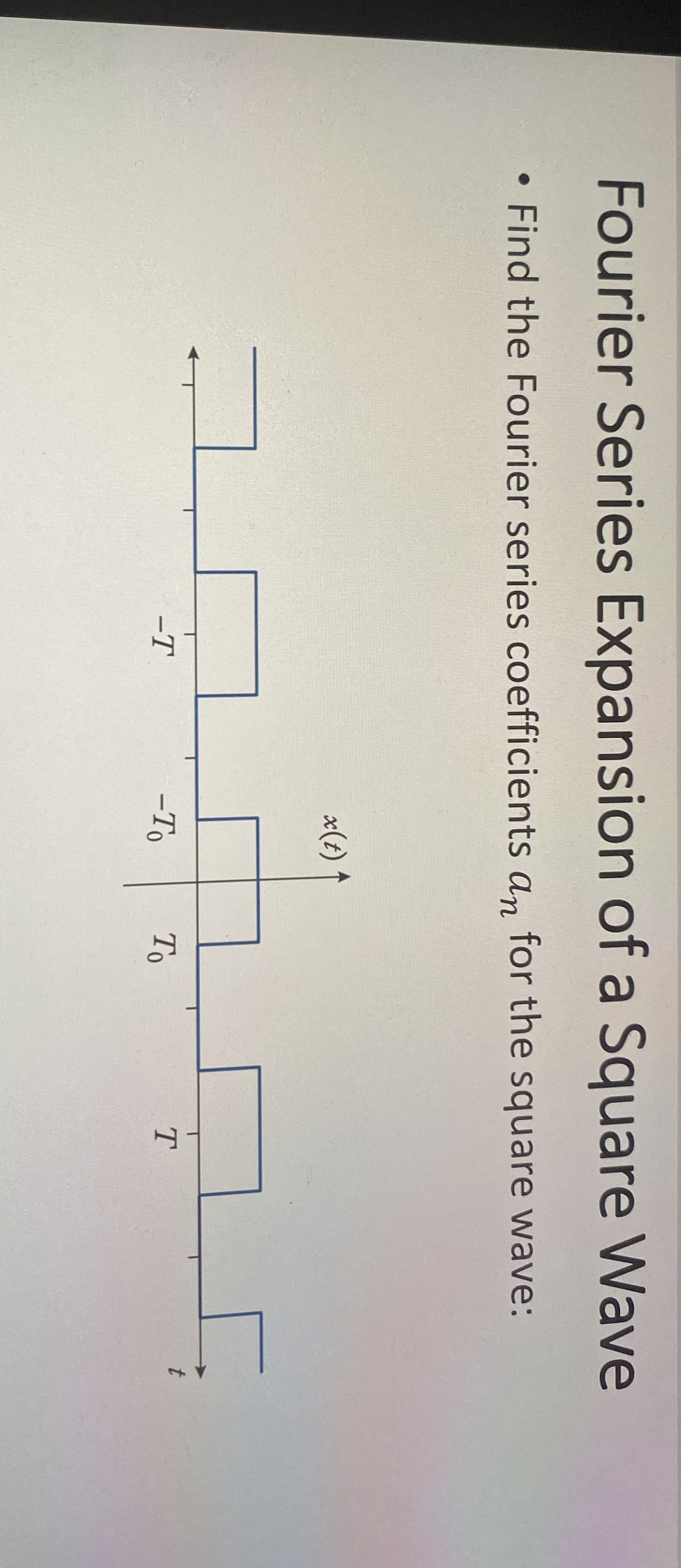 Fourier Series Expansion of a Square Wave Find