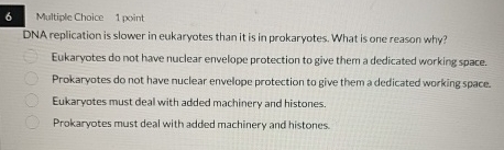 6 Multiple Choice 1 point DNA replication is