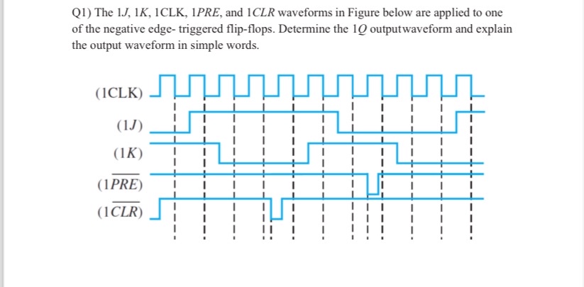 Q 1 ) The 1 J , 1 K , 1 CLK , 1 PRE, and 1 C L R