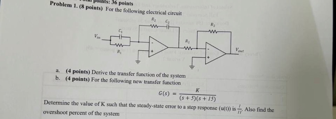Problem 1 . ( 8 points ) For the following