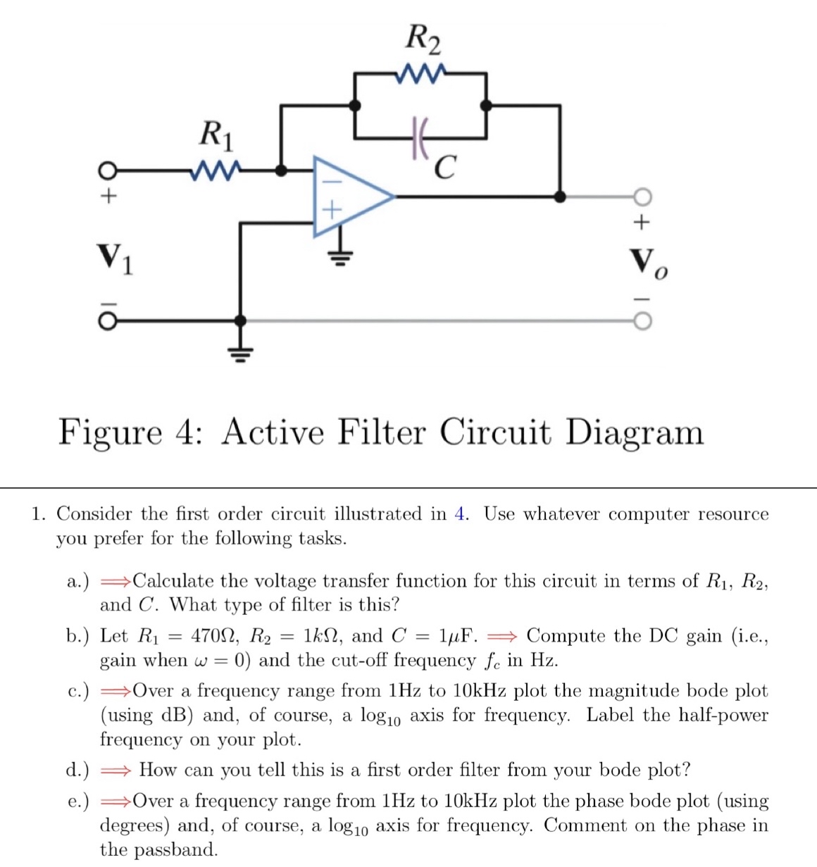 Figure 4 : Active Filter Circuit Diagram Consider