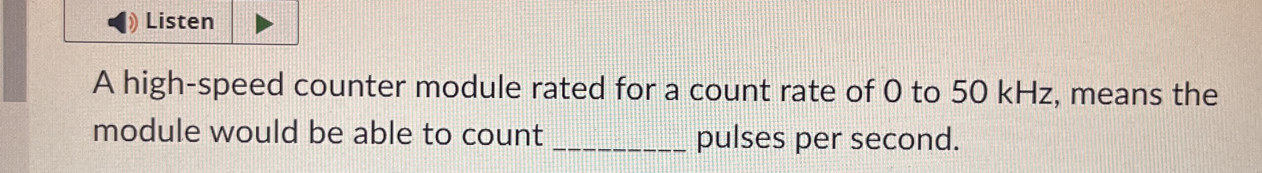 Listen A high - speed counter module rated for a