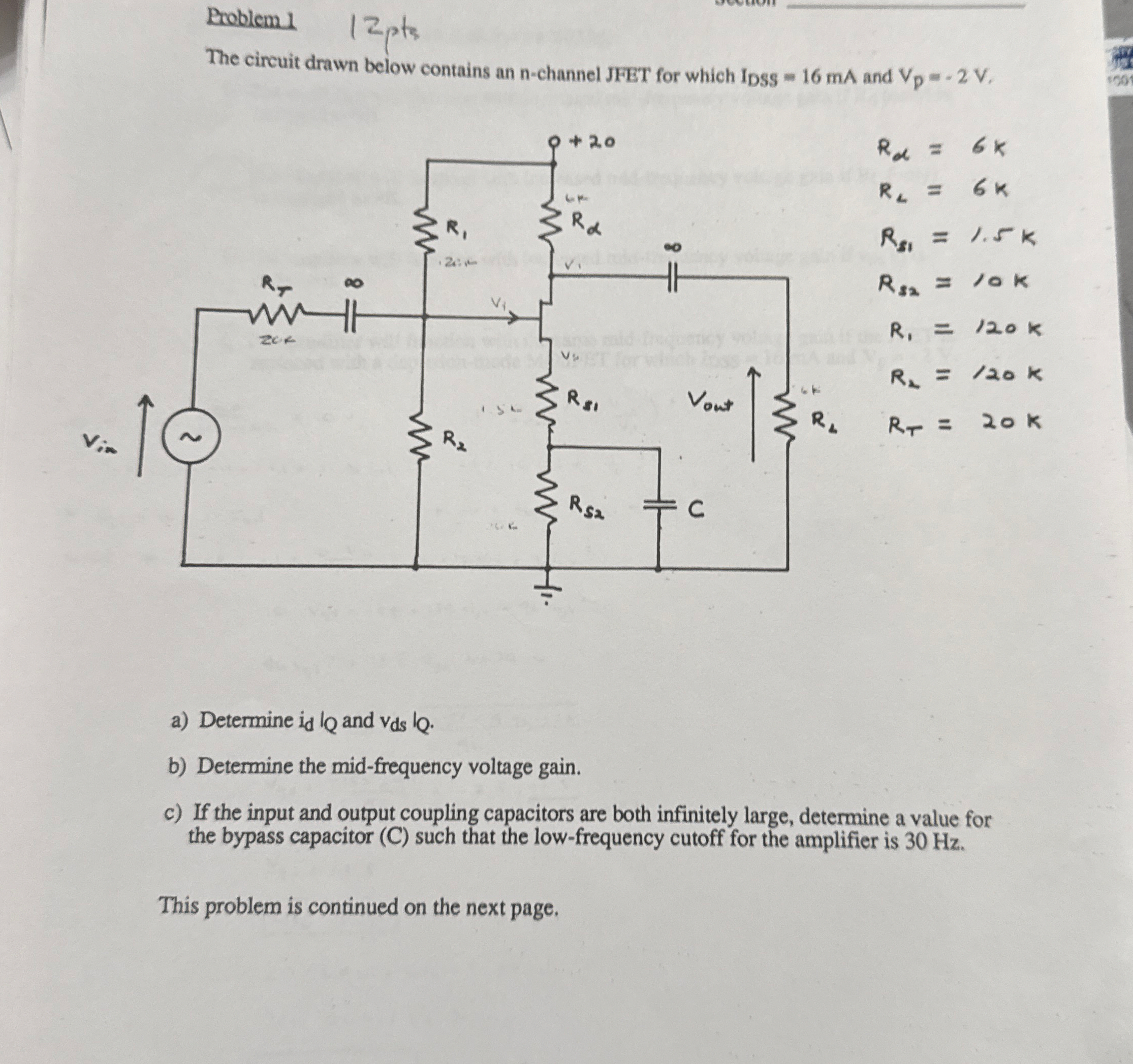 Broblem - 1 1 2 pts The circuit drawn below