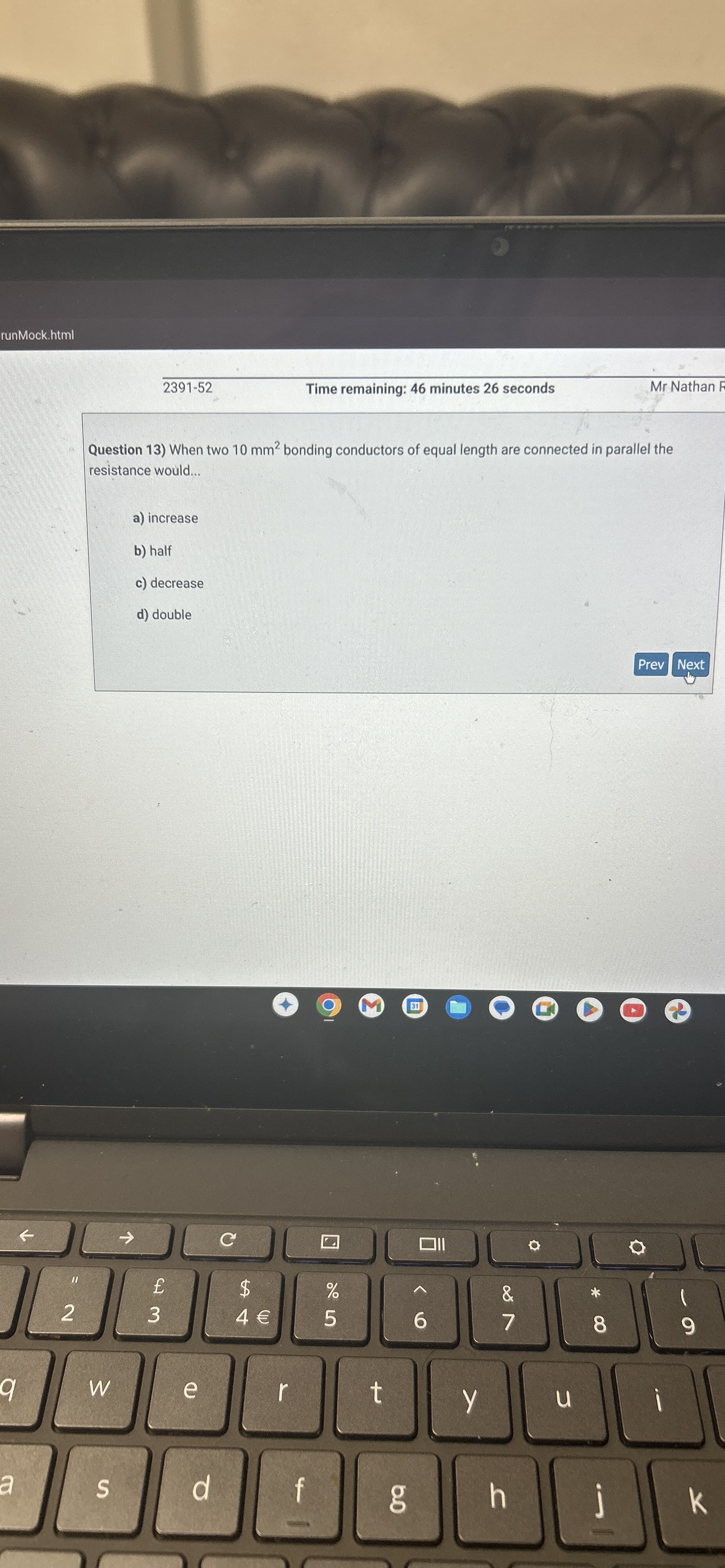 runMock.html 2 3 9 1 - 5 2 Time remaining: 4 6