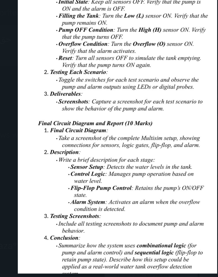 - Initial State: Keep all sensors OFF. Verify
