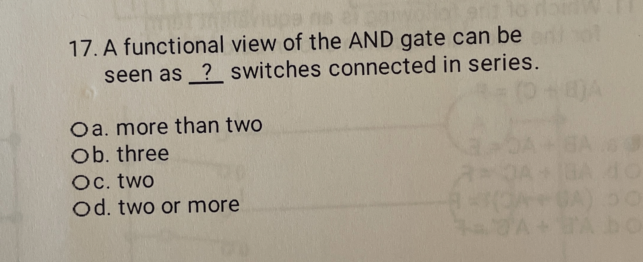 A functional view of the AND gate can be seen as