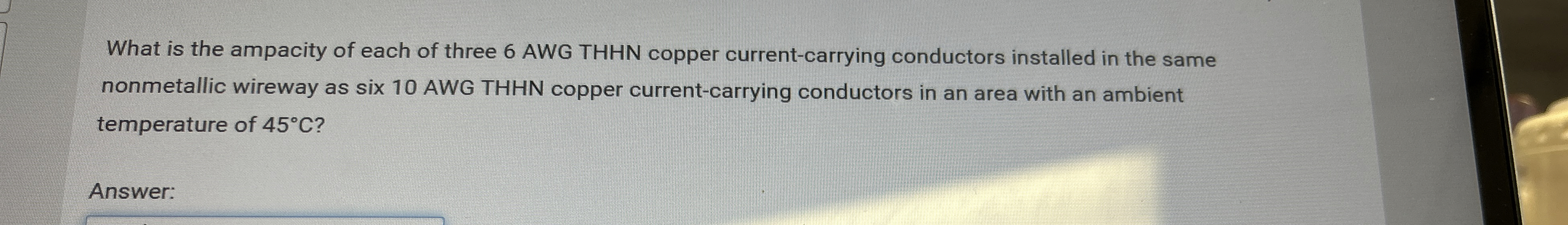 What is the ampacity of each of three 6 AWG THHN