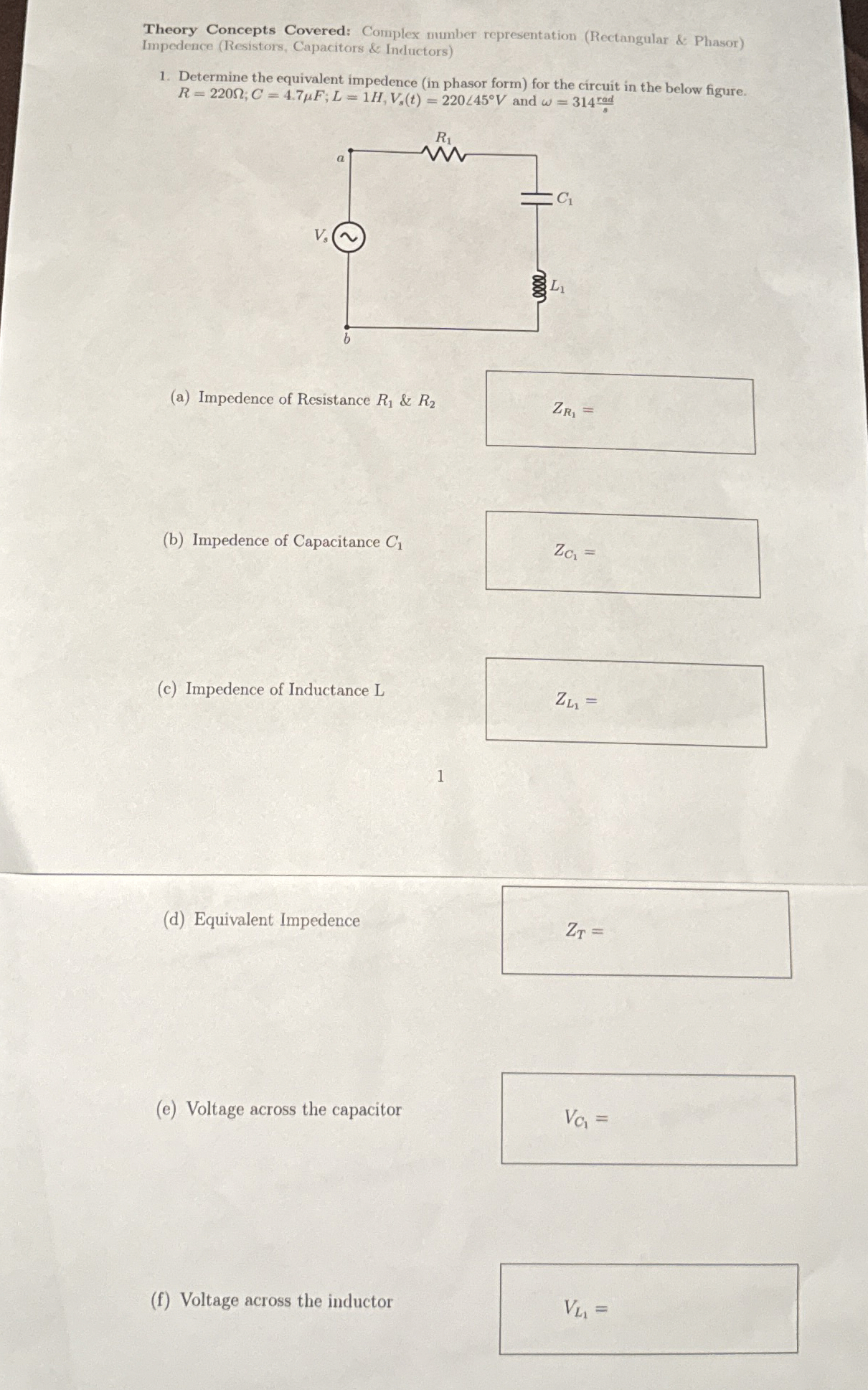 Theory Concepts Covered: Complex number