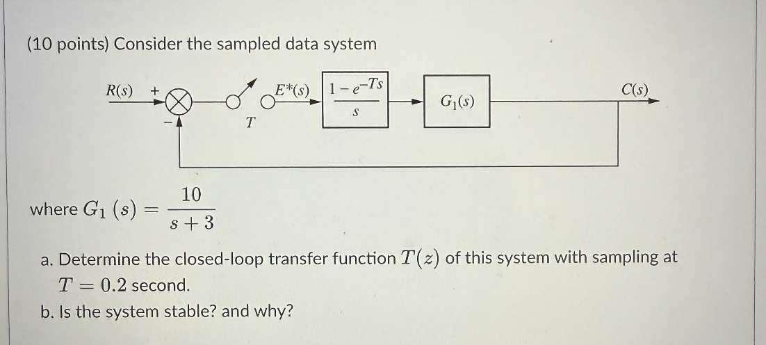( 1 0 points ) Consider the sampled data system