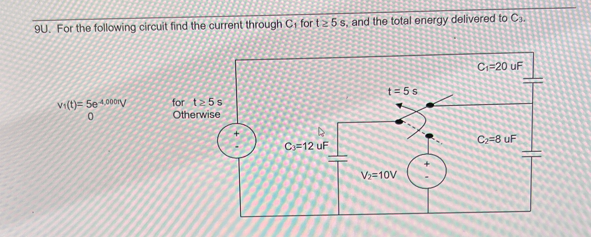 9 U . For the following circuit find the current