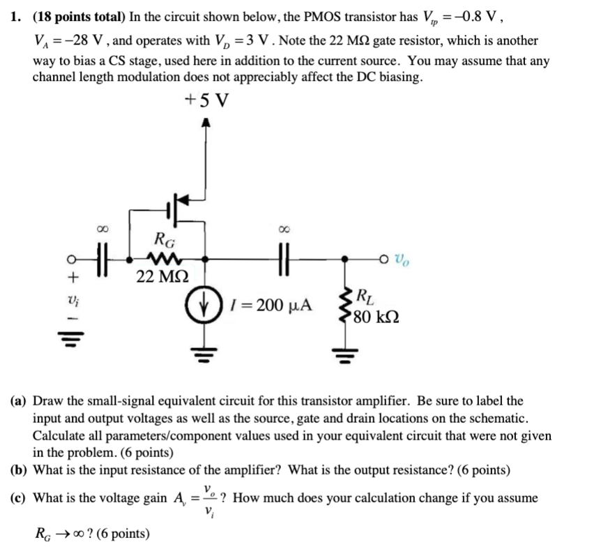 ( a ) Draw the small - signal equivalent circuit