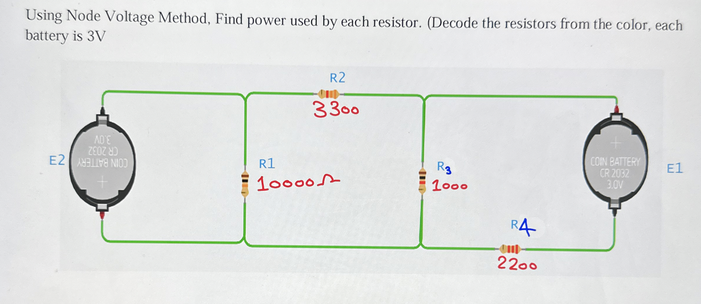 Using Node Voltage Method, Find power used by