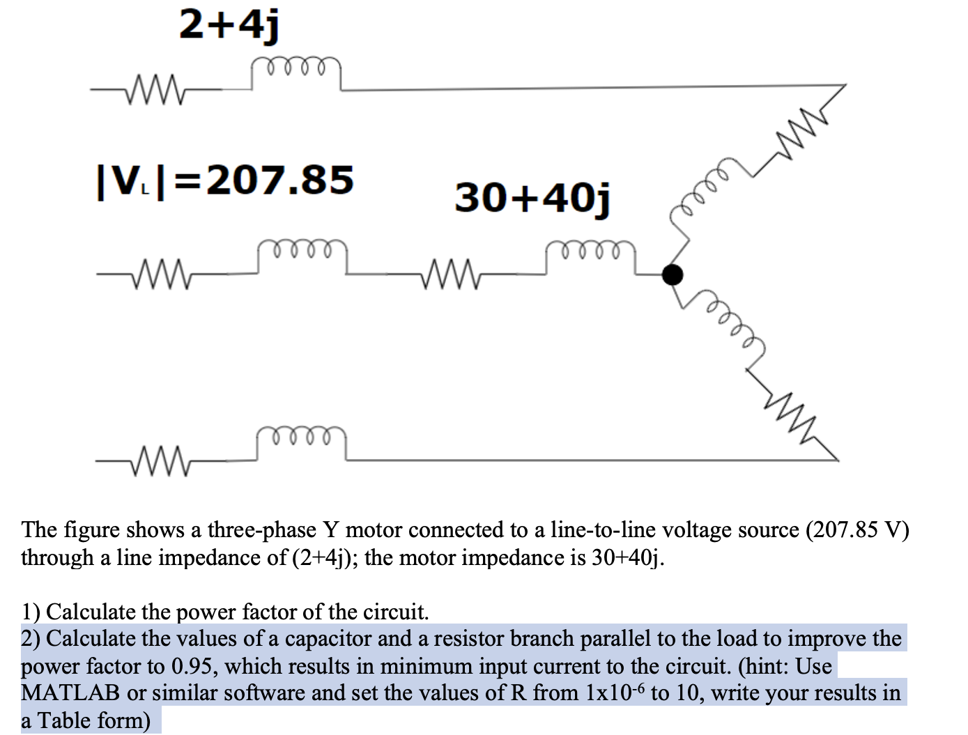 The figure shows a three - phase Y motor