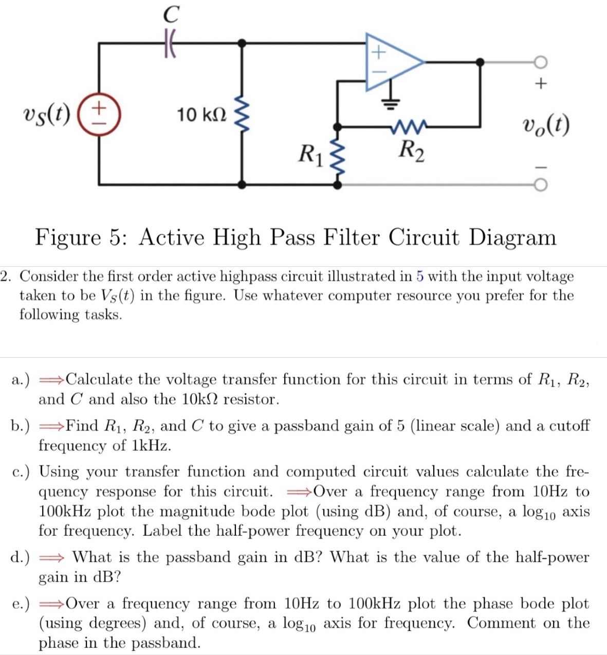 Figure 5 : Active High Pass Filter Circuit