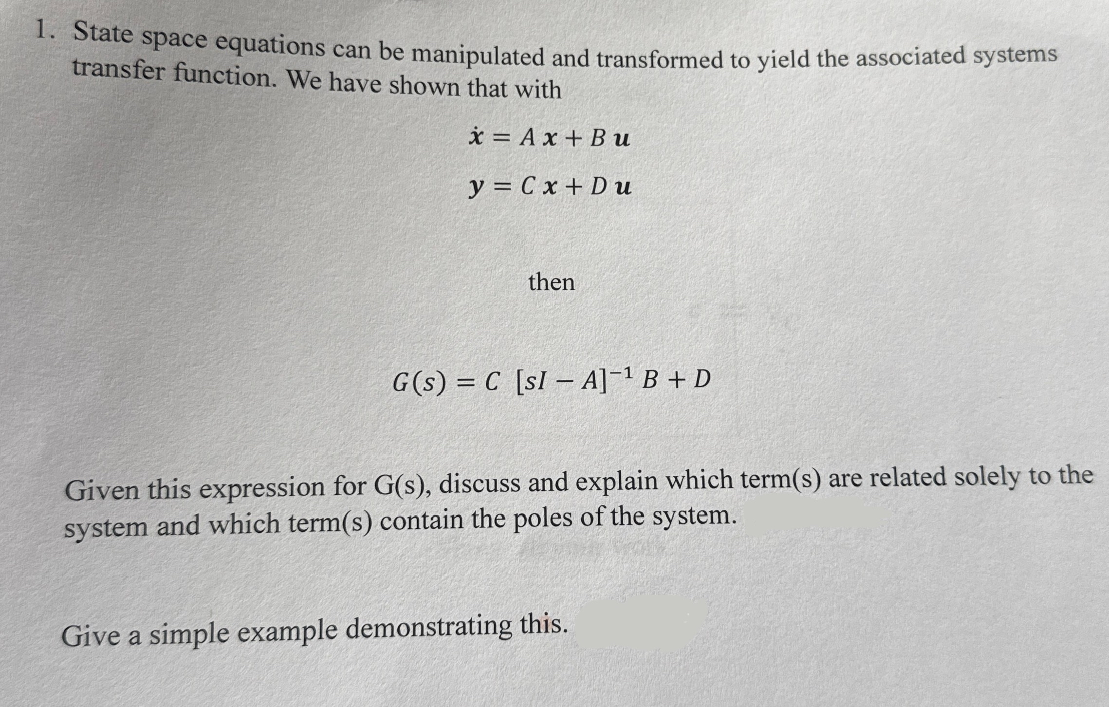 State space equations can be manipulated and