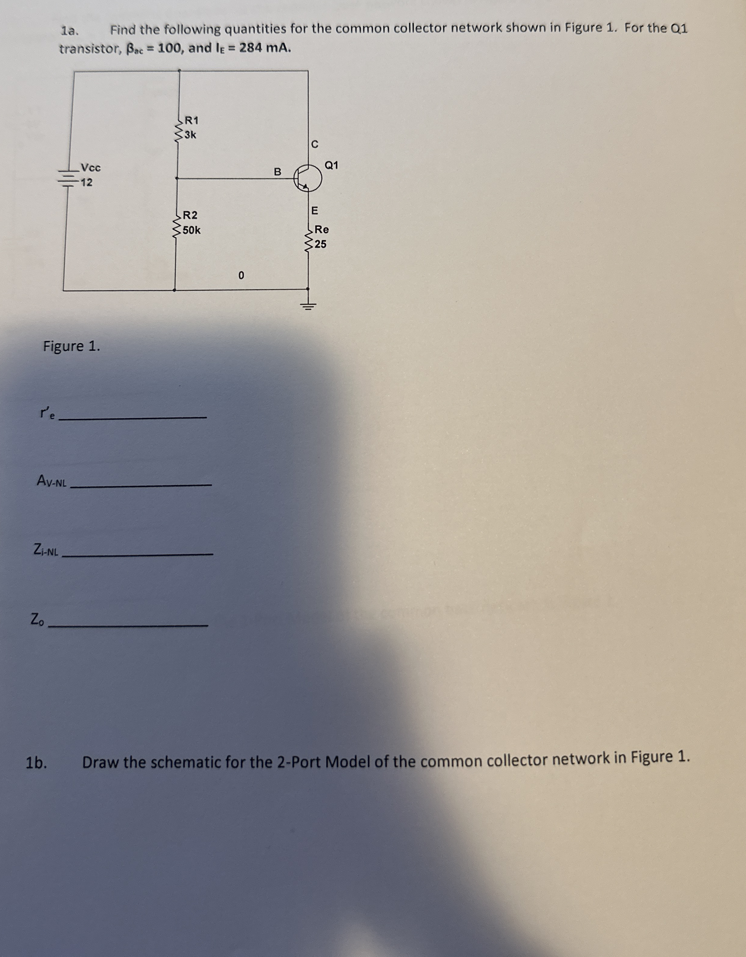 1 a . Find the following quantities for the