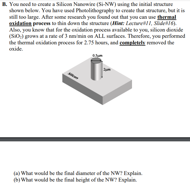 You need to create a Silicon Nanowire ( Si - NW )