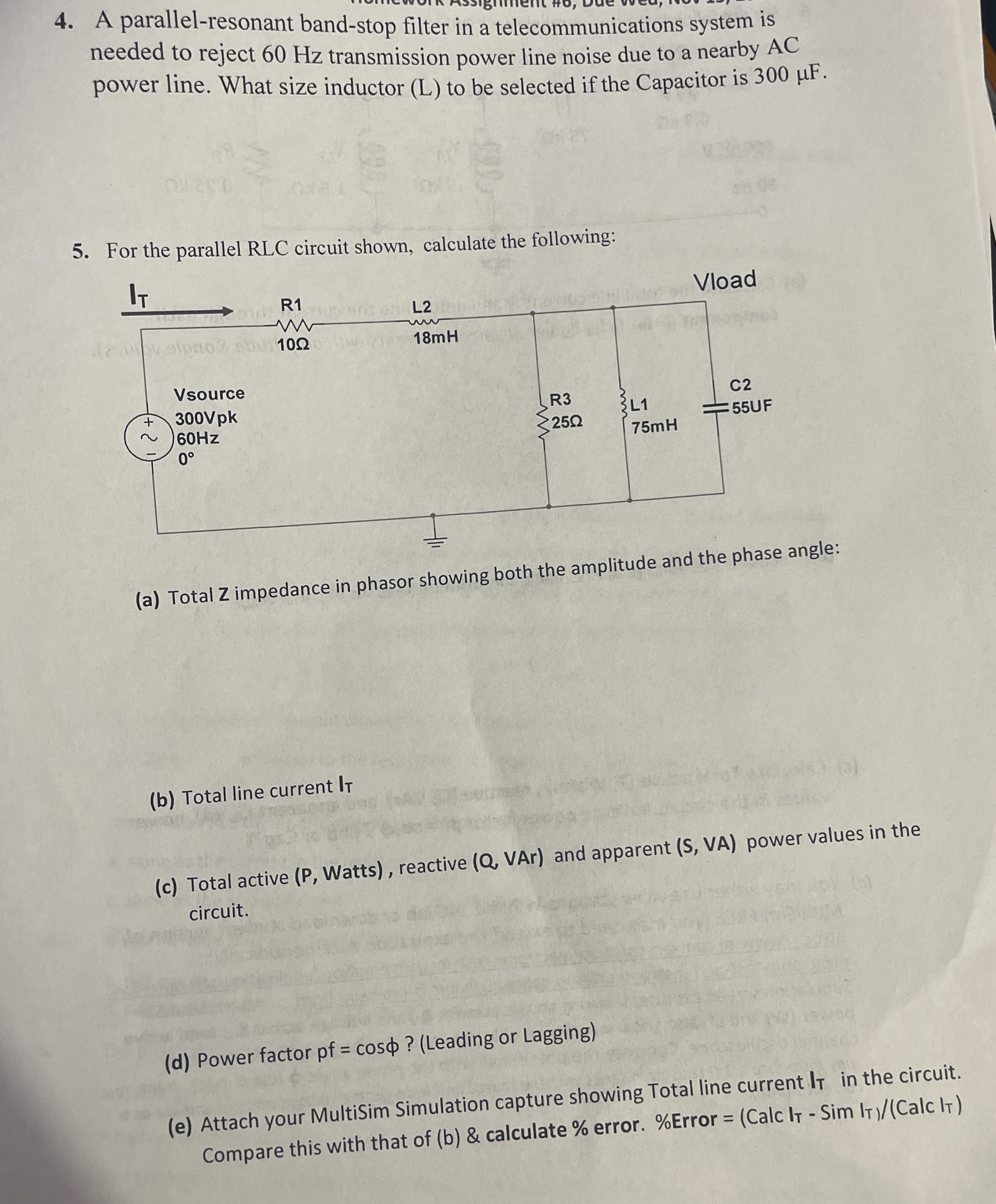 A parallel - resonant band - stop filter in a