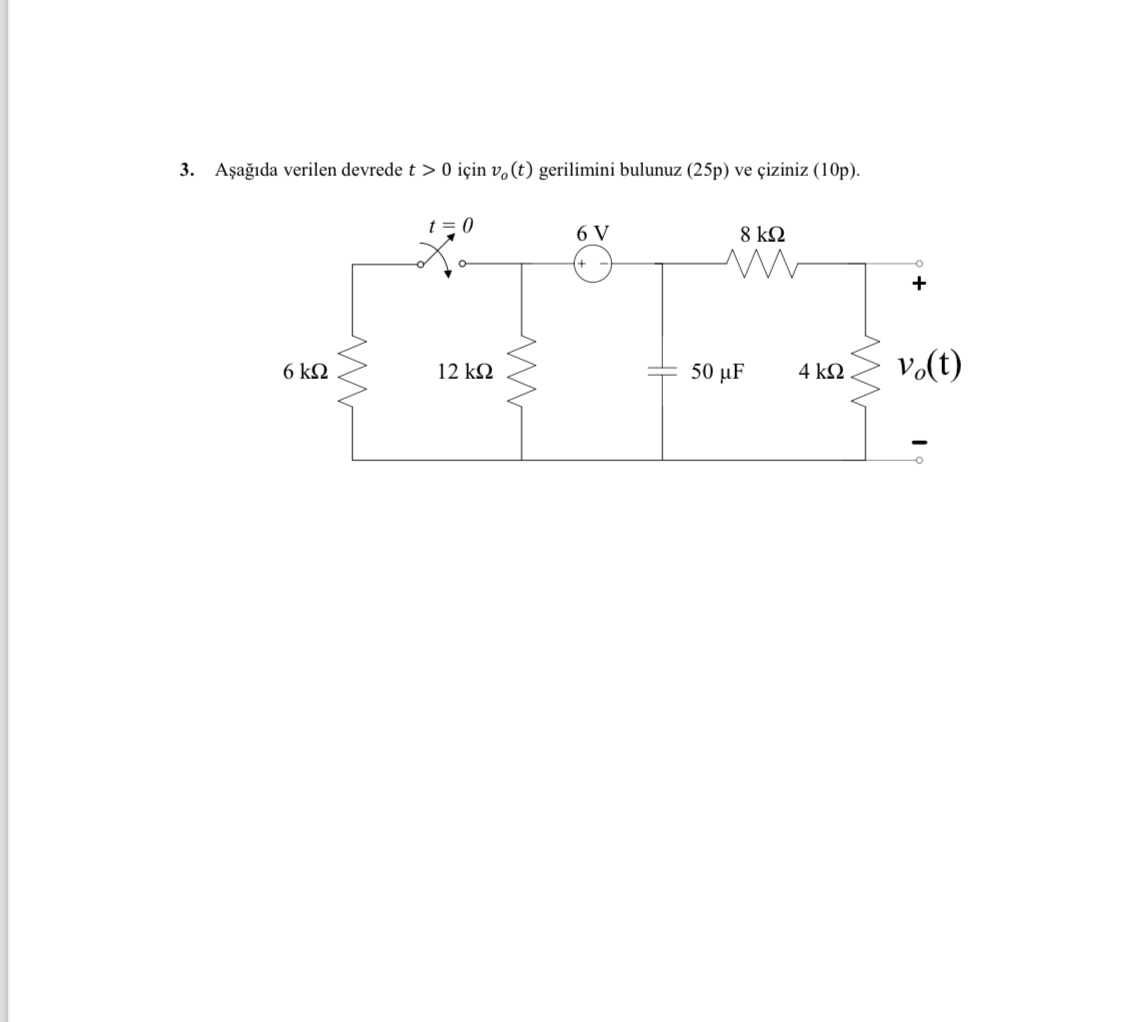 A a da verilen devrede t  style=