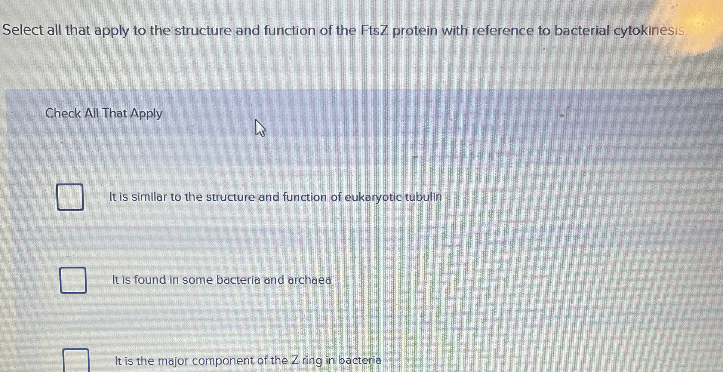 Select all that apply to the structure and