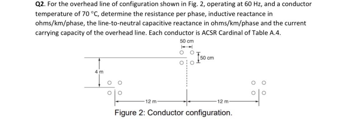 Q 2 . For the overhead line of configuration
