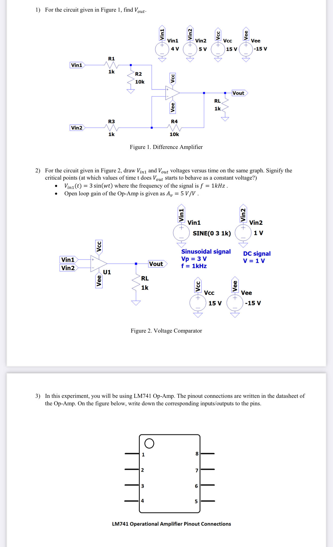 For the circuit given in Figure 1 , find V o u t