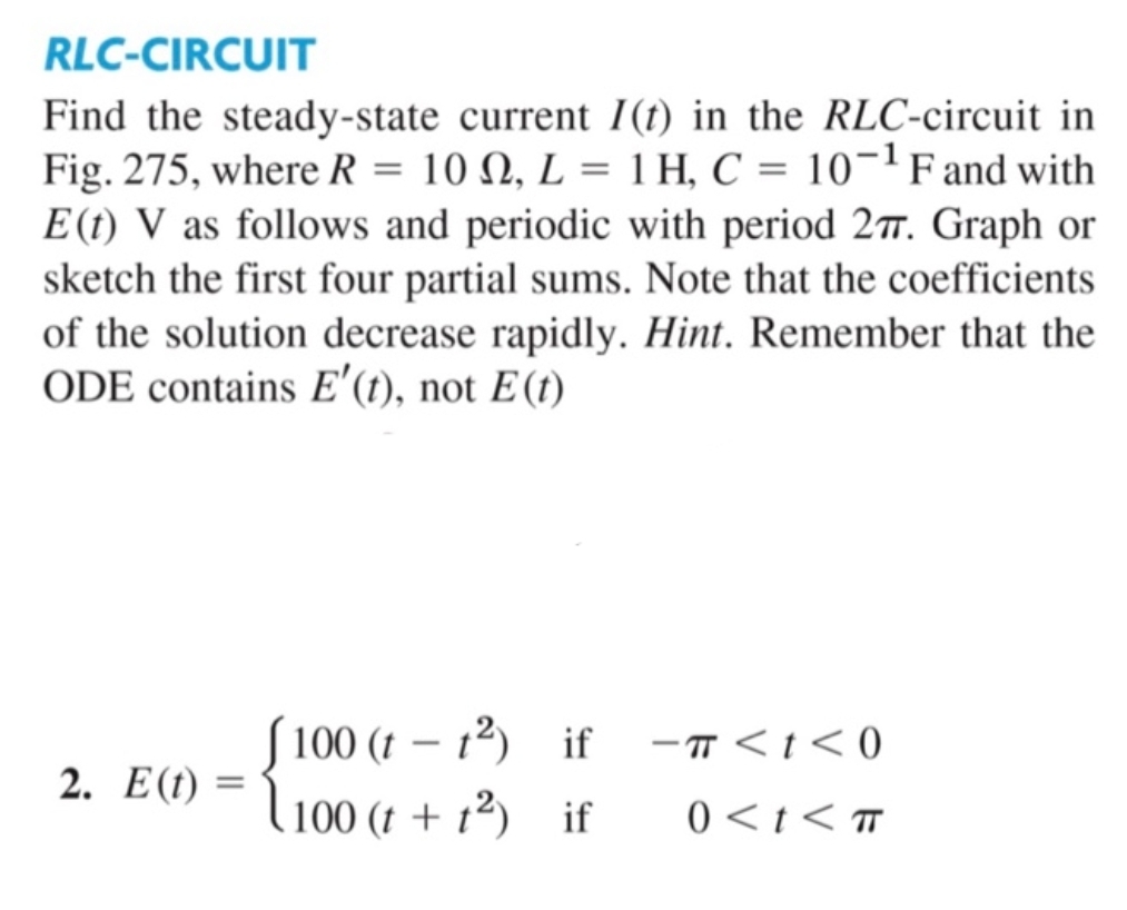 RLC - CIRCUIT Find the steady - state current I (