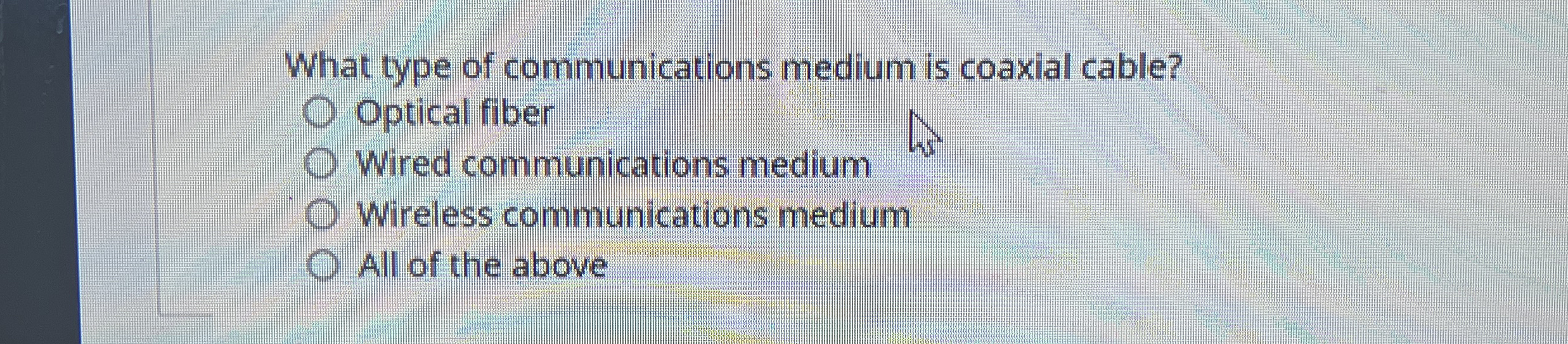 What type of communications medium is coaxial