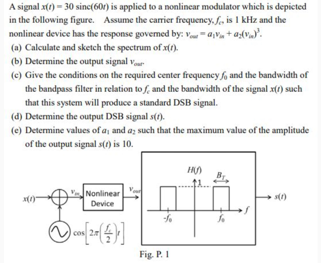 A signal x ( t ) = 3 0 s i n c ( 6 0 t ) is