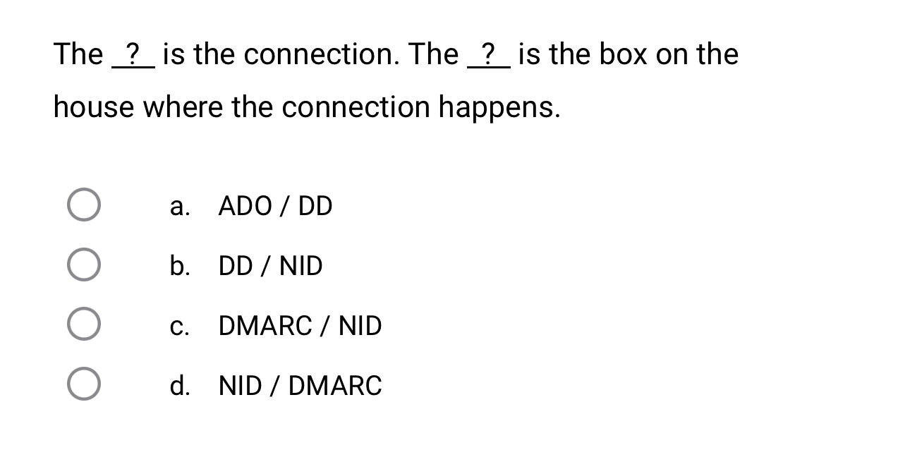 The ? ? is the connection. The ? ? is the box on