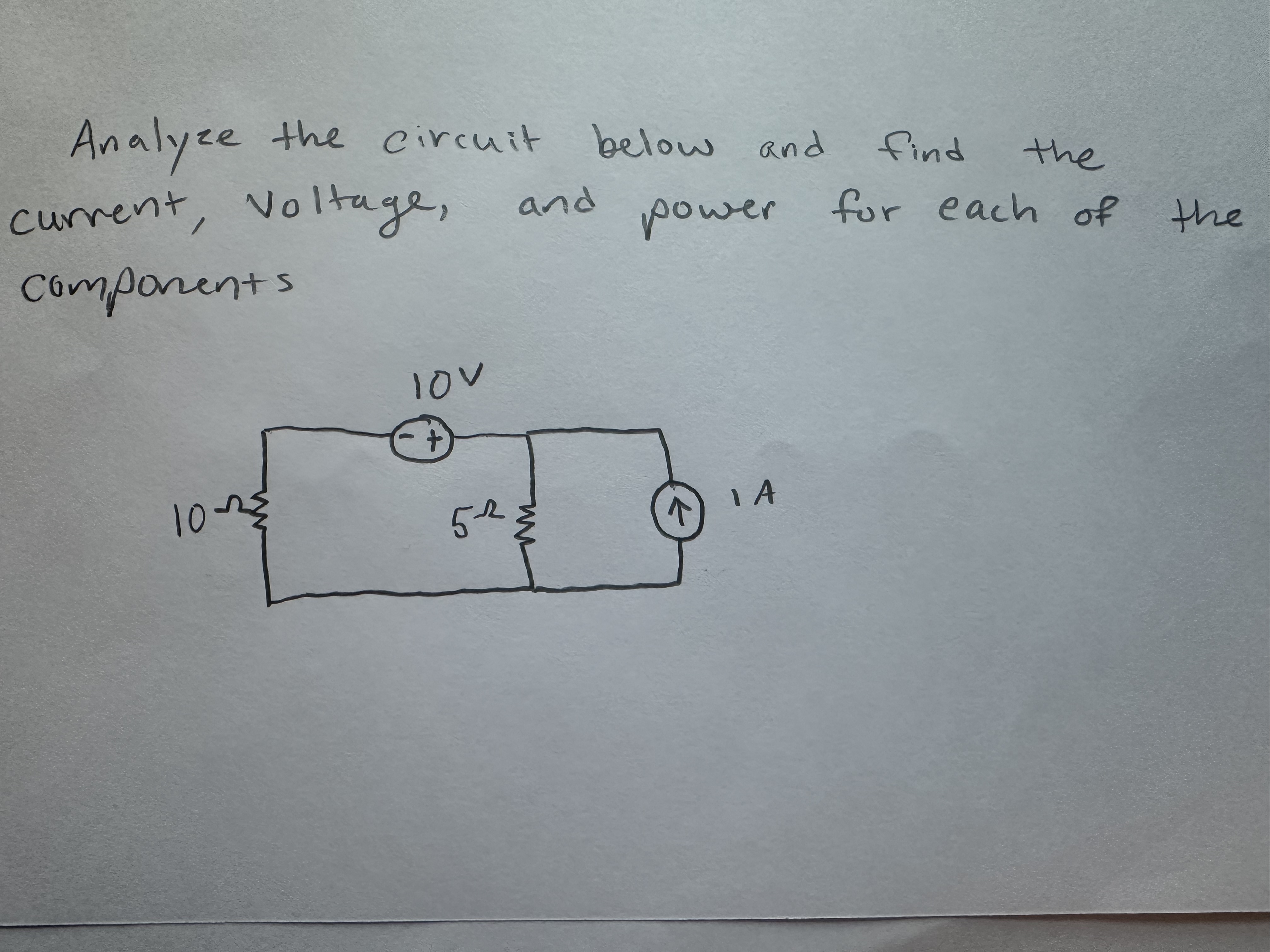 Analyze the circuit below and find the current,