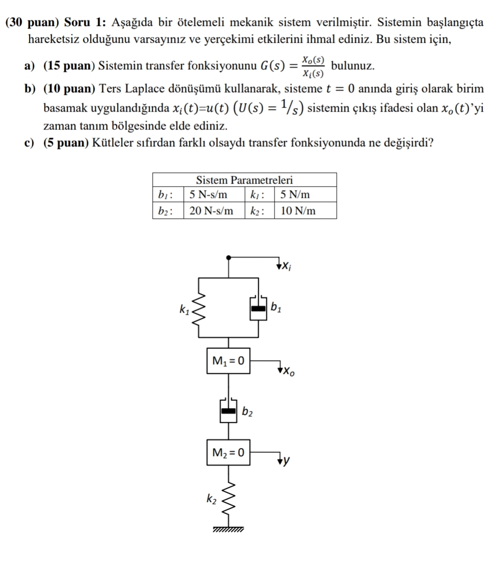( 3 0 puan ) Soru 1 : A a da bir telemeli mekanik