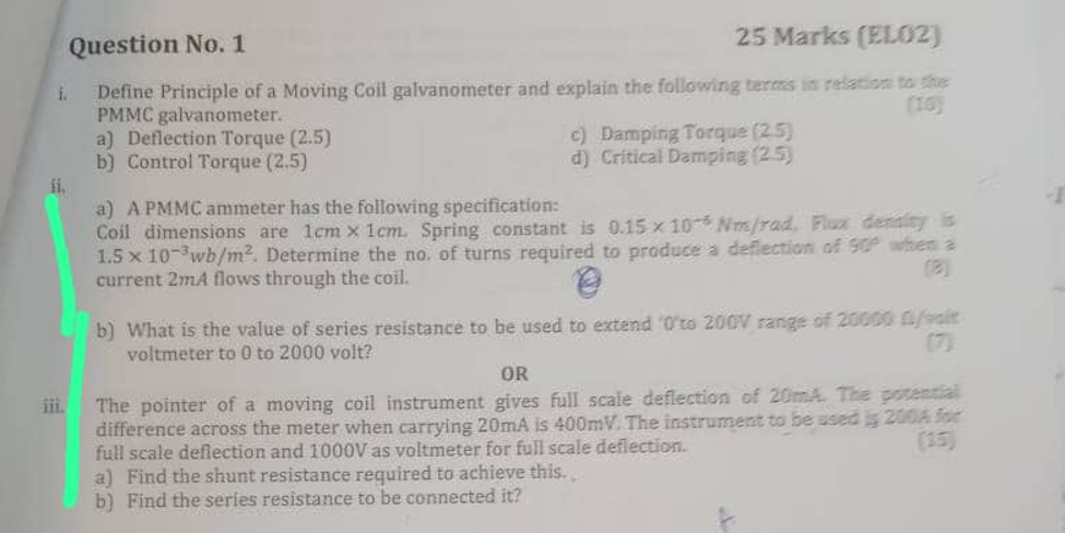 Question No . 1 2 5 Marks ( ELO 2 ) 1 . Define