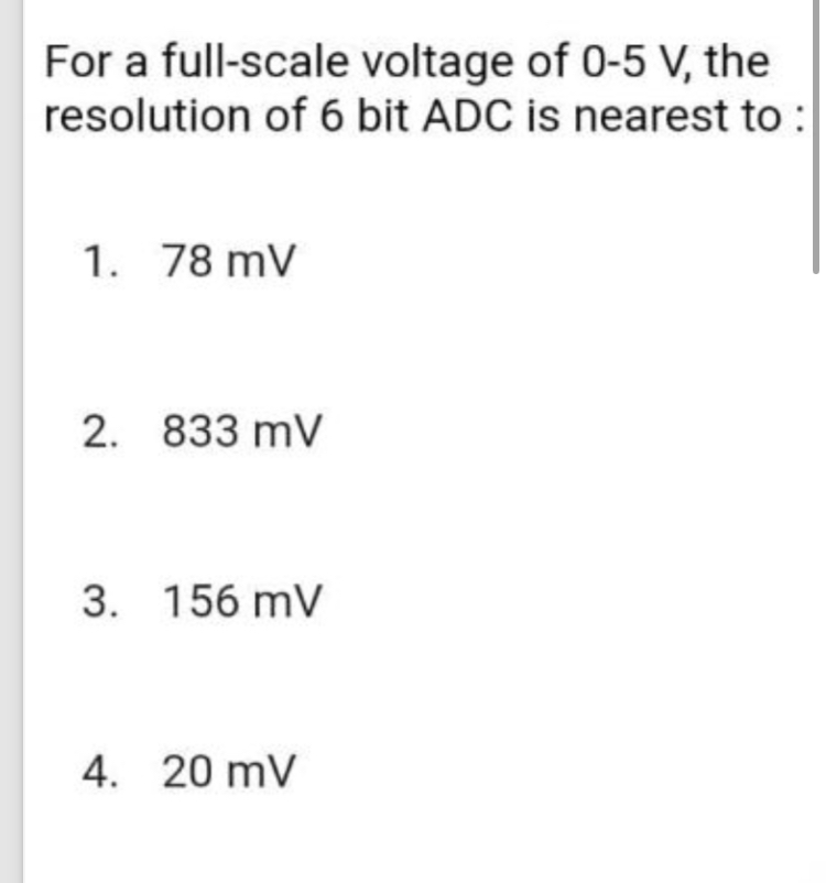 For a full - scale voltage of 0 - 5 V , the
