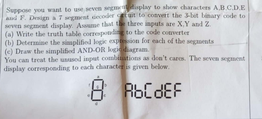 Suppose you want to use seven segment display to