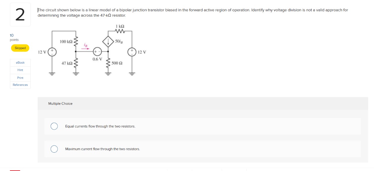 | The circuit shown below is a linear model of a