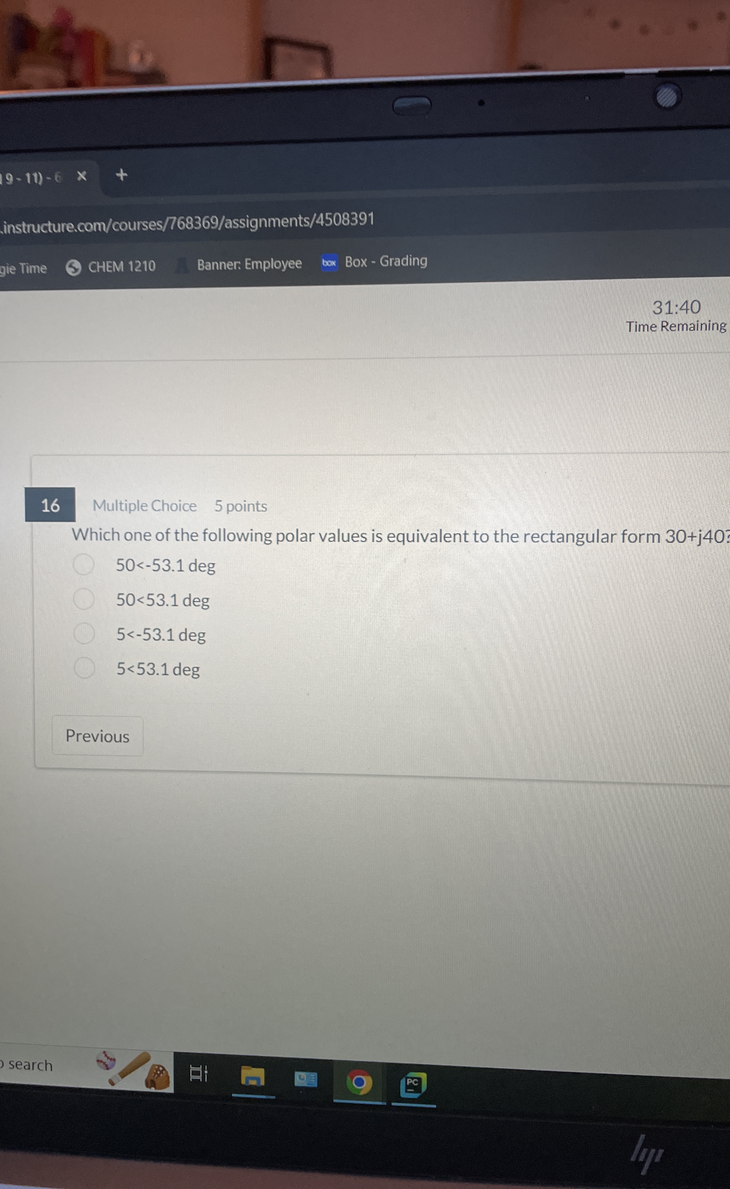 Which one of the following polar values is