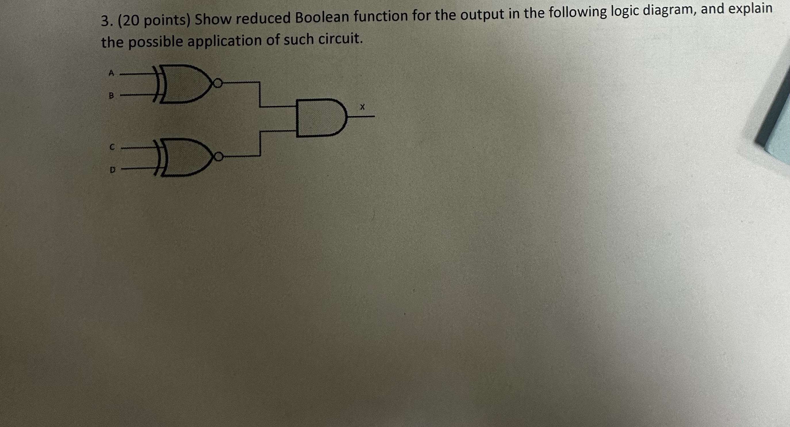 ( 2 0 points ) Show reduced Boolean function for