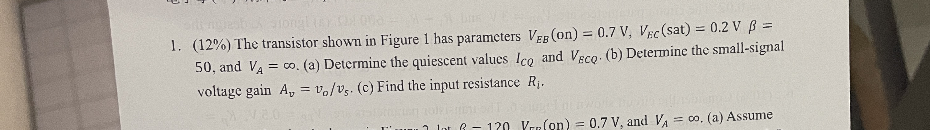 ( 1 2 % ) The transistor shown in Figure 1 has
