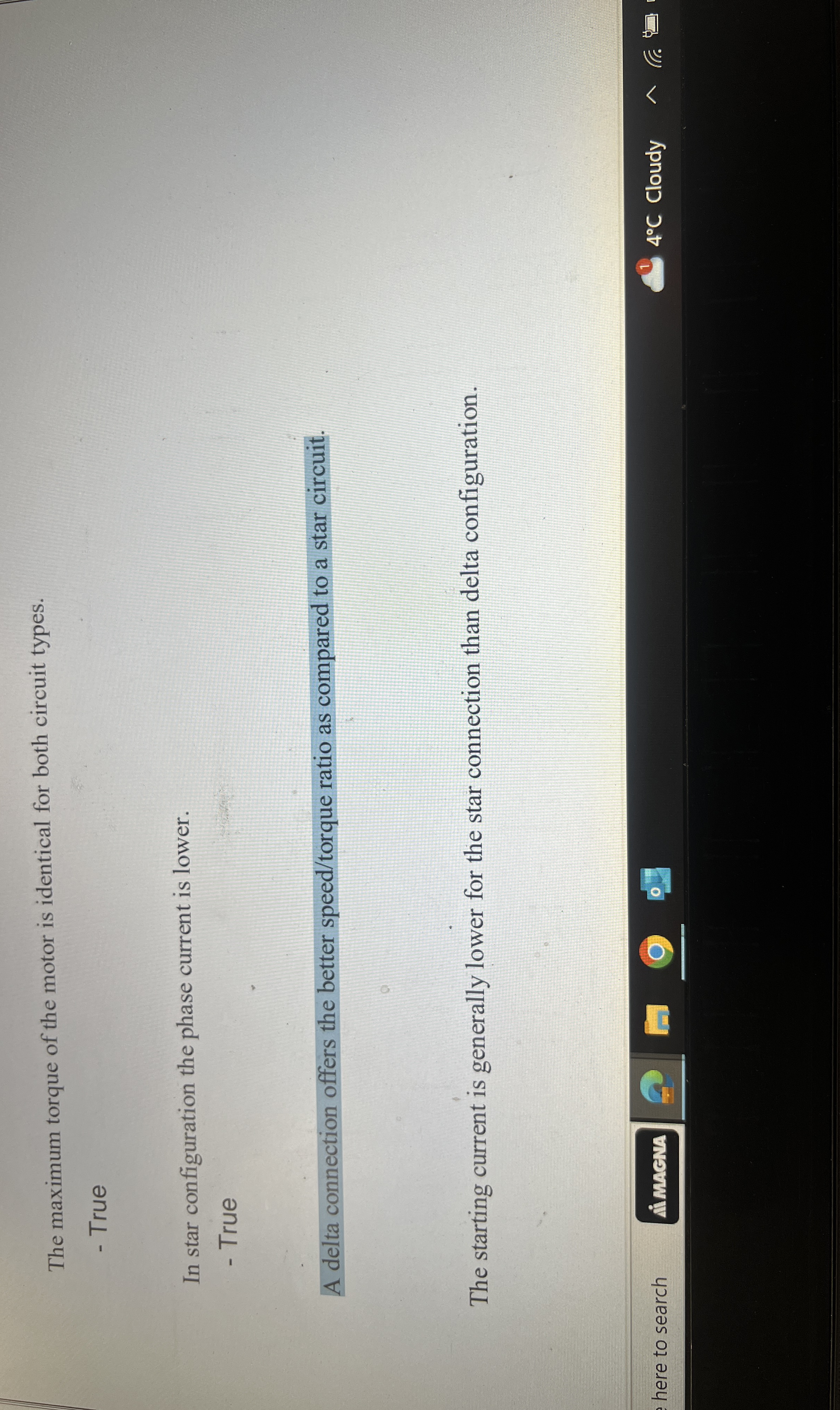 The maximum torque of the motor is identical for