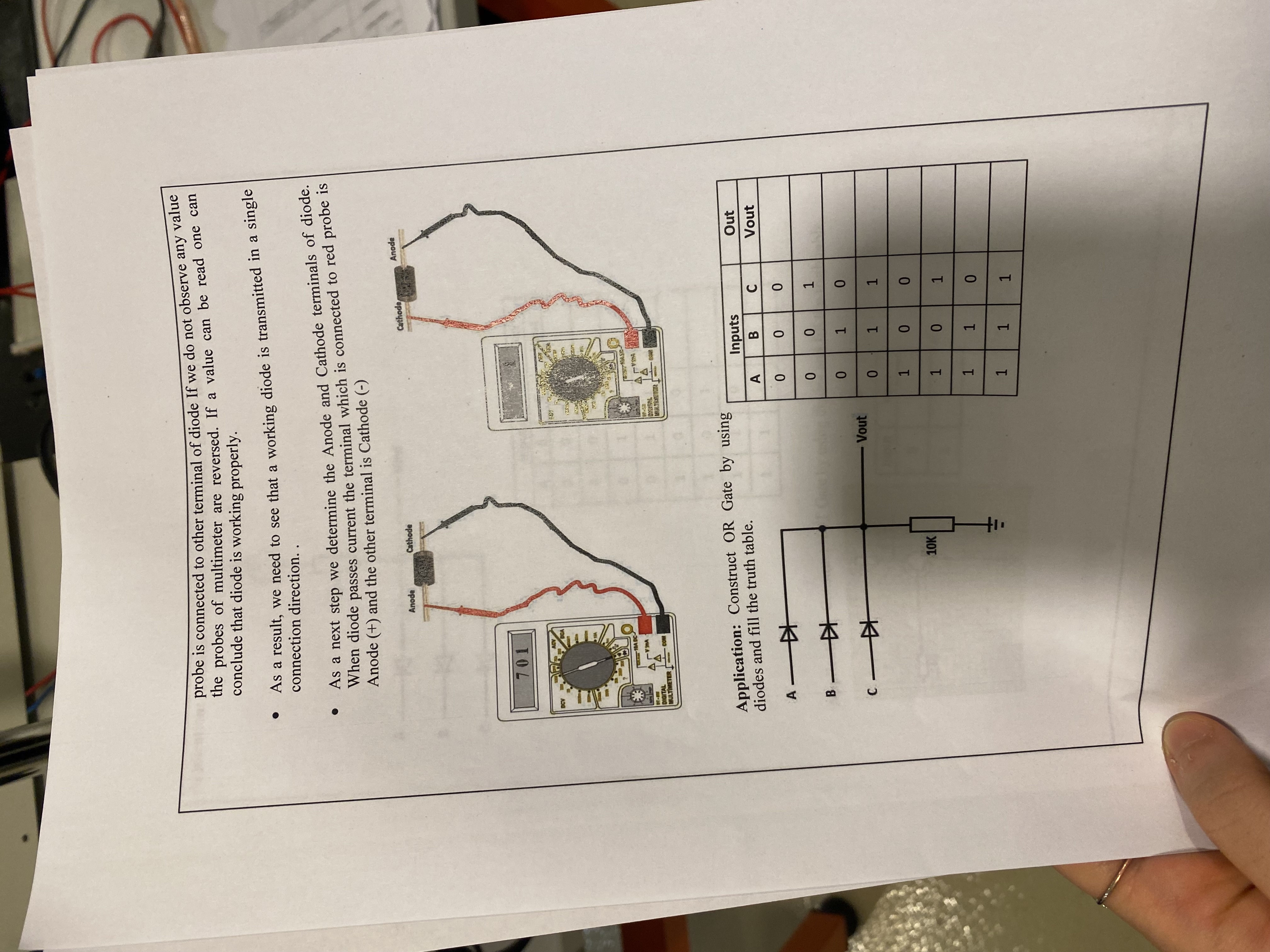 probe is connected to other terminal of diode If