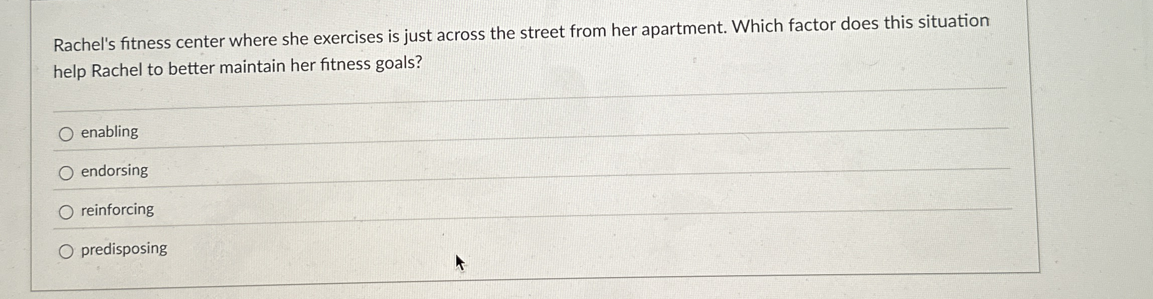 Rachel's fitness center where she exercises is