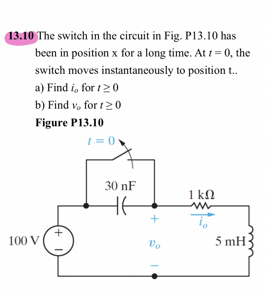 1 3 . 1 0 The switch in the circuit in Fig. P 1 3