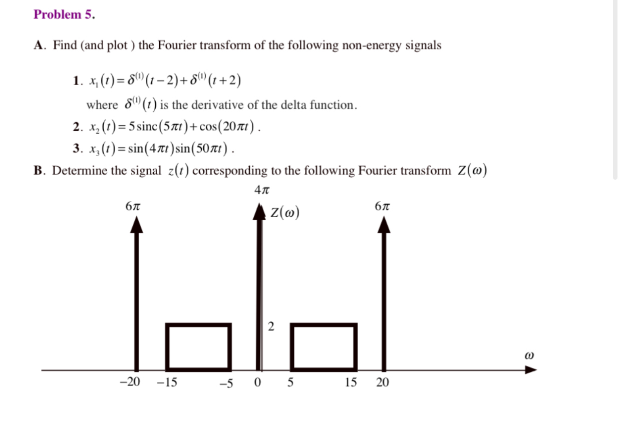 Problem 5 . A . Find ( and plot ) the Fourier