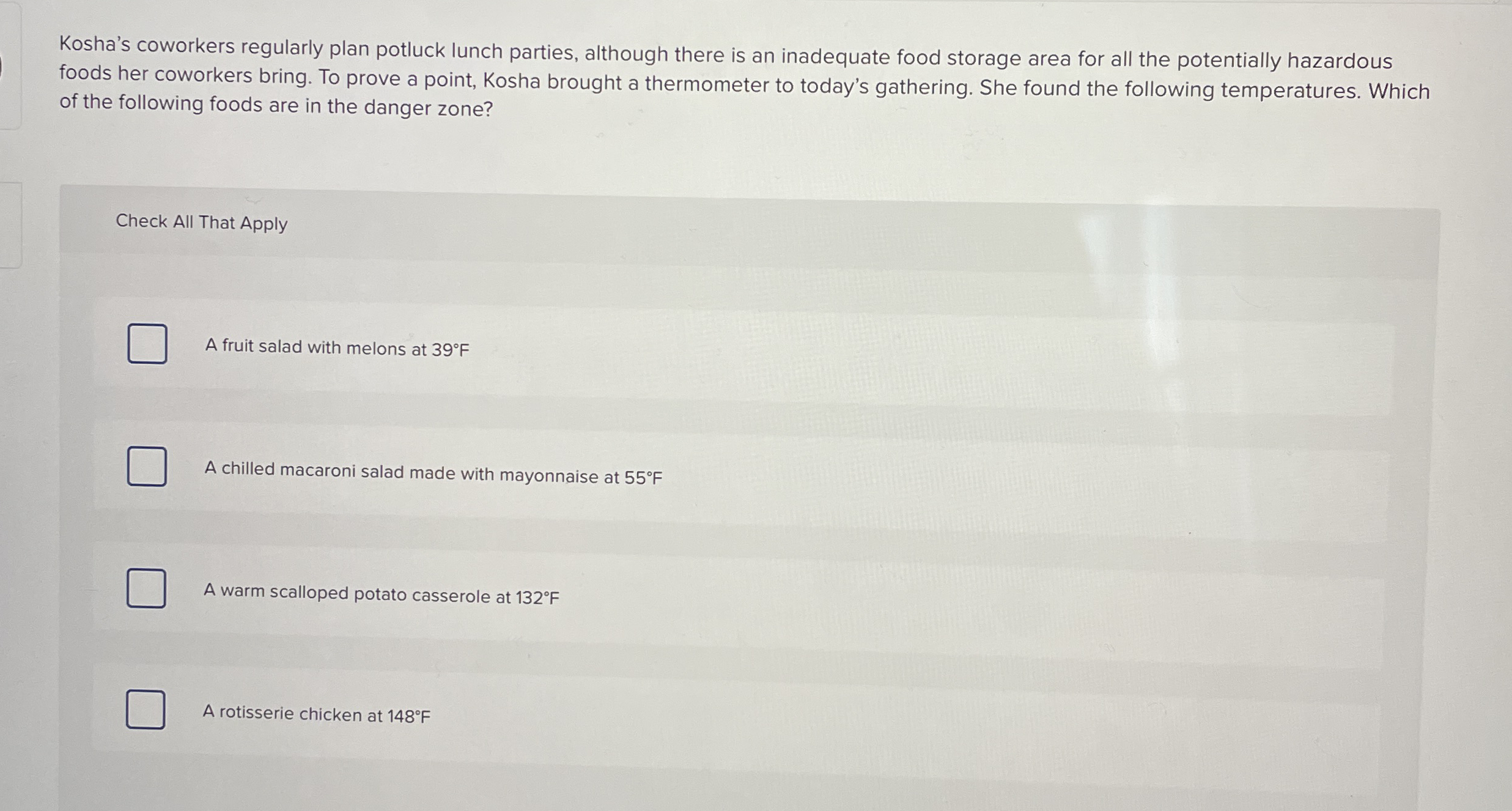 Kosha's coworkers regularly plan potluck lunch