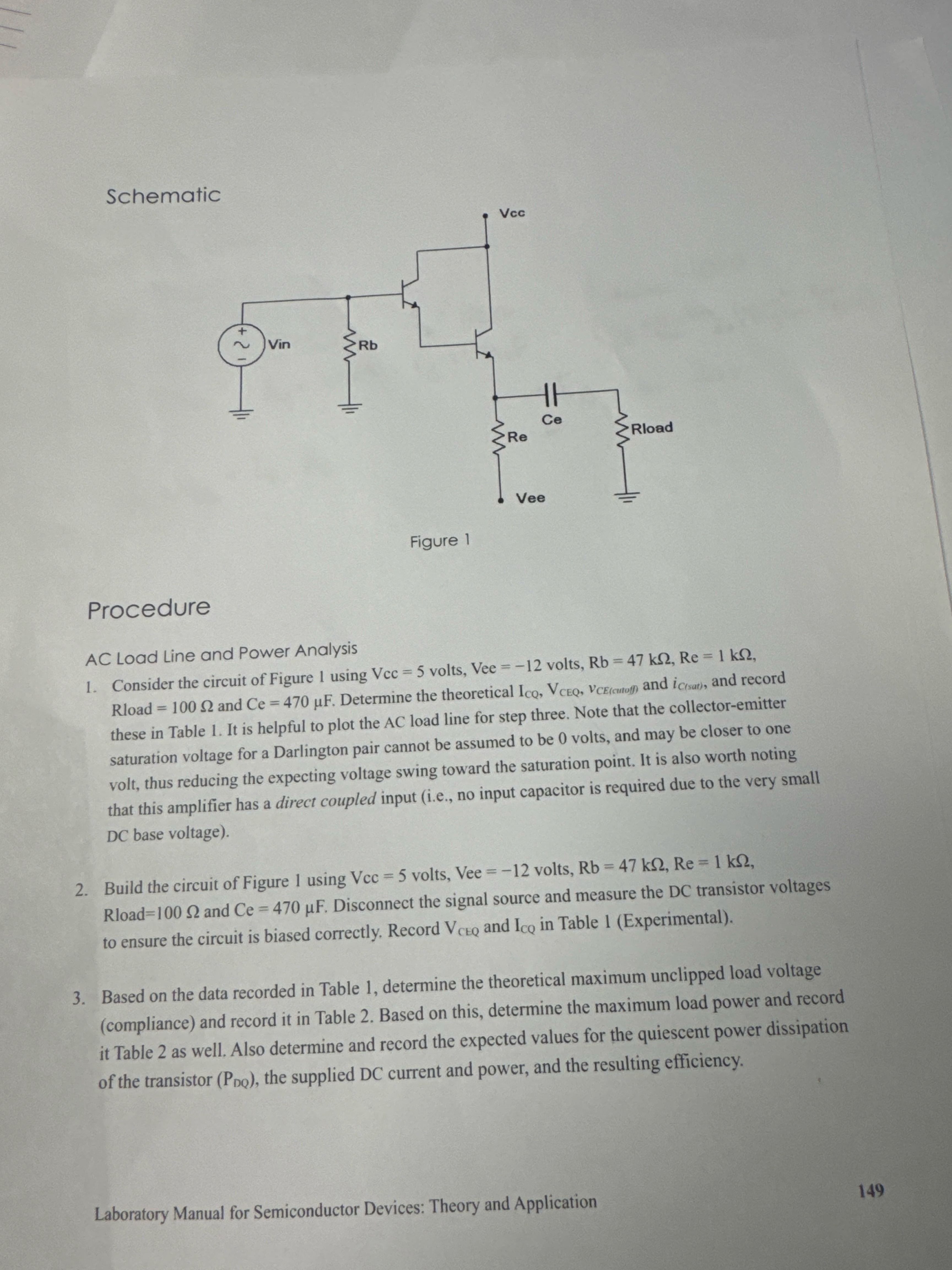 Scher Procedure AC Load Line and Power Analysis