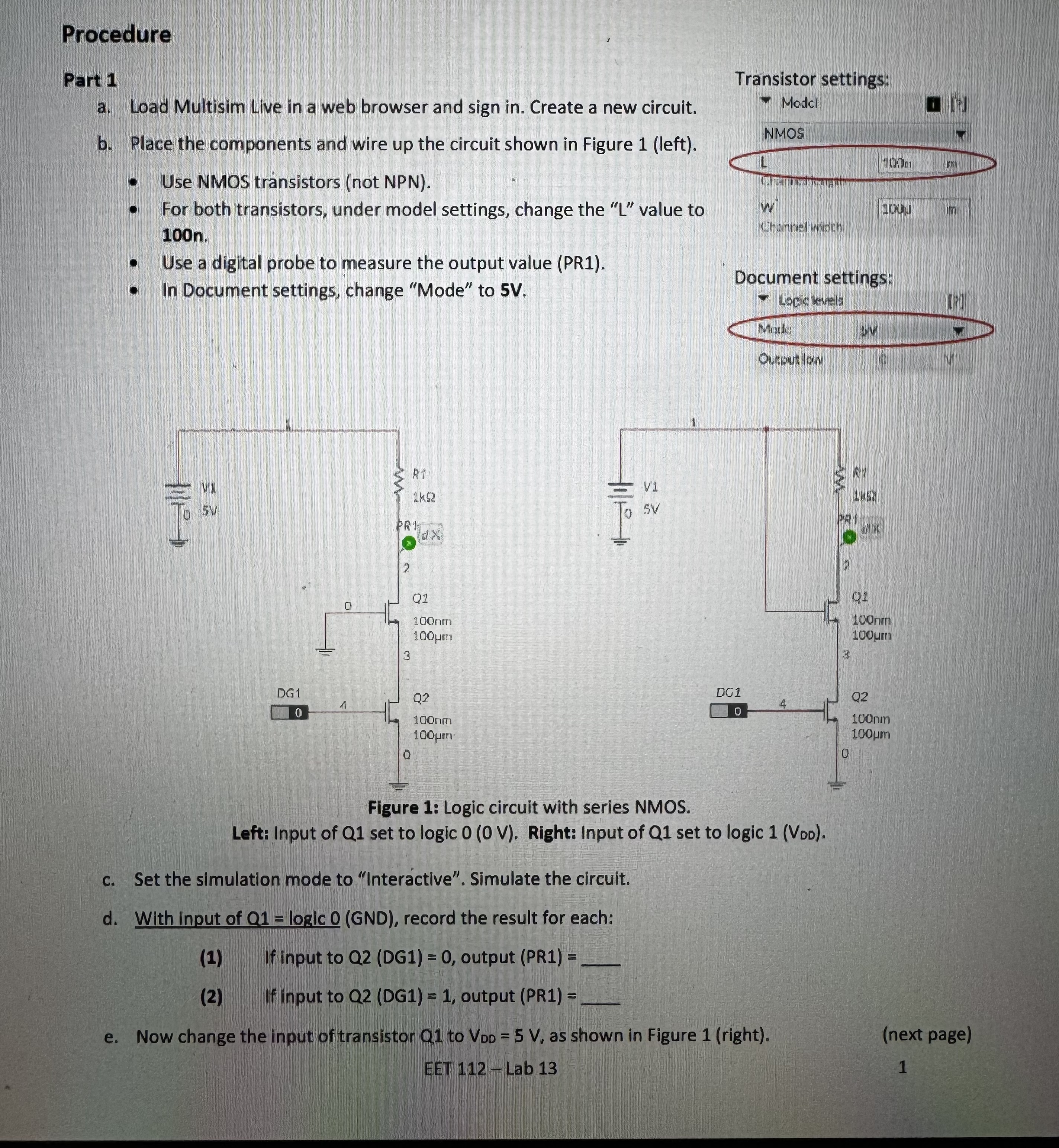 Procedure Part 1 a . Load Multisim Live in a web