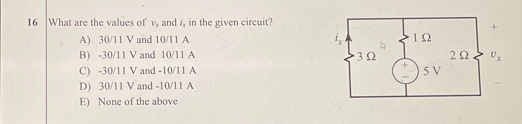 1 6 What are the values of v x and i x in the