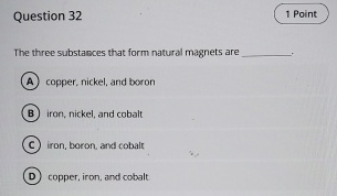 Question 3 2 The three substances that form