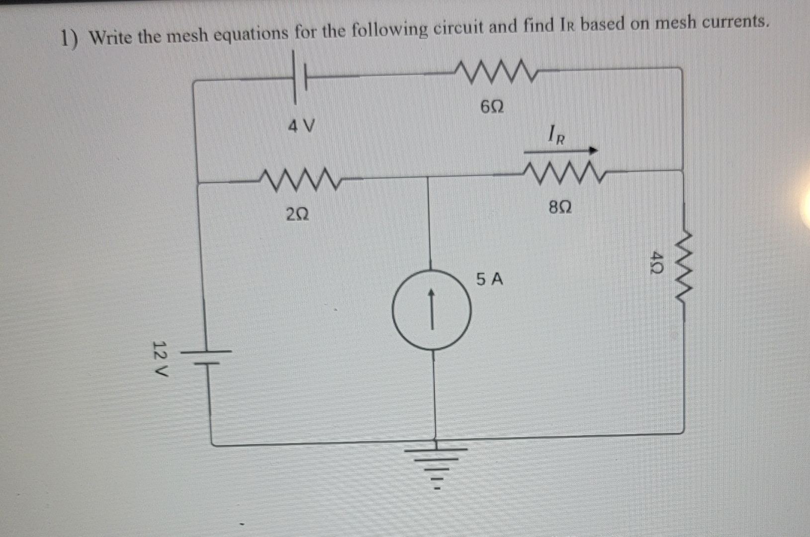 Write the mesh equations for the following